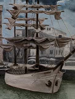 Zoom sur le bateau Trois-mâts